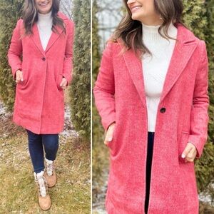 Apt. 9 Women’s L Red Herringbone Fleece Topper Coat